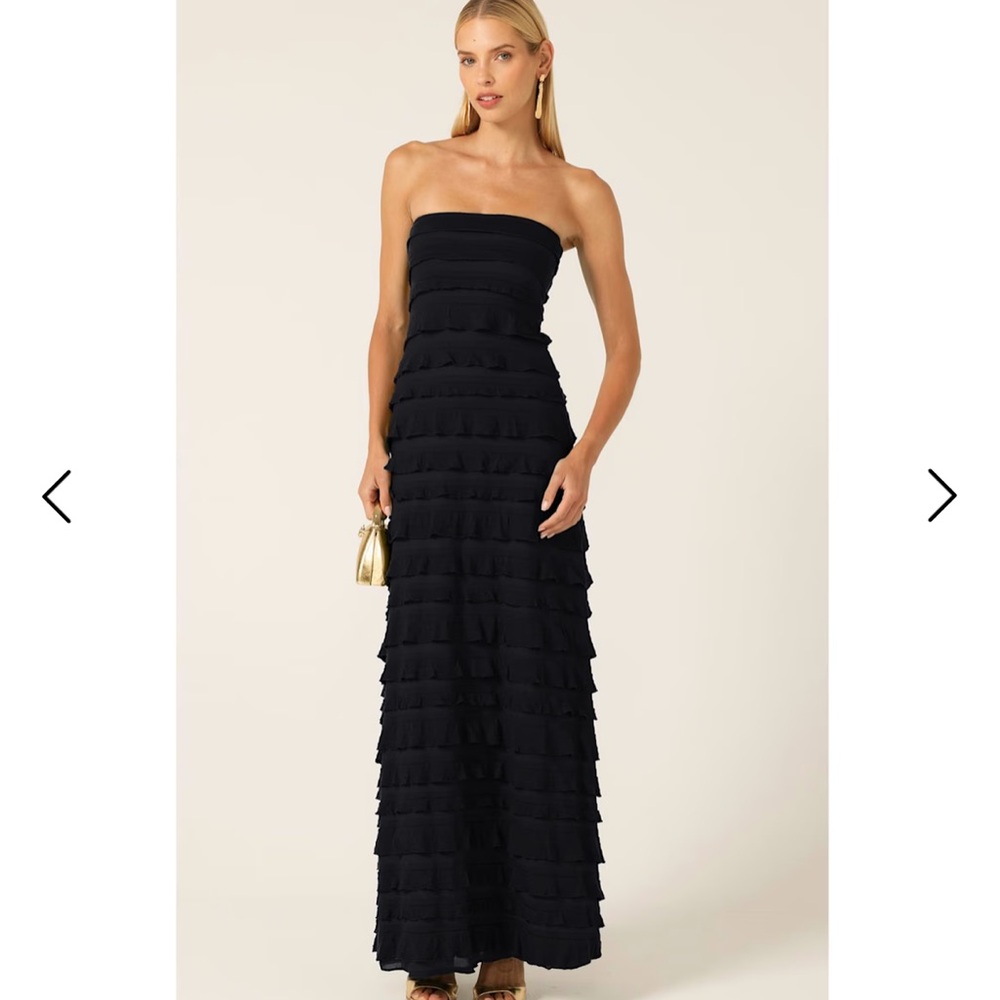 Black Jersey Material Ruffled Maxi Dress - Worn Once.